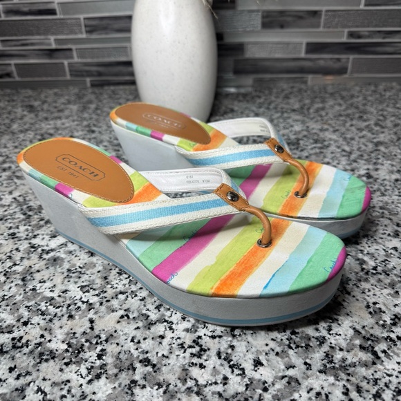 Coach Felicite Wedge Sandal Women's Multicolor Size 9.5 - Picture 1 of 9
